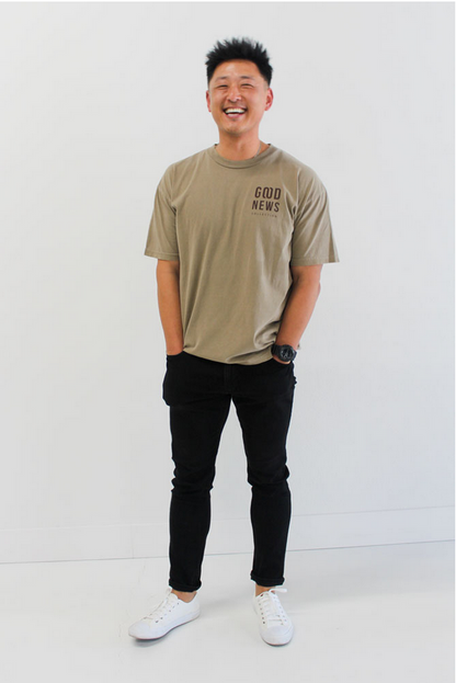 Good News OG Tee - Stacked Faded Brown