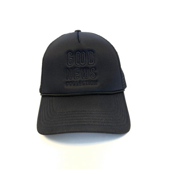 Good News OG Trucker Hat - Stacked Black